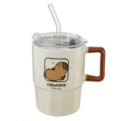 GAEM Кружка с крышкой и трубочкой, 440 мл, L11,5 W8,5 H12,5 см, 4в.