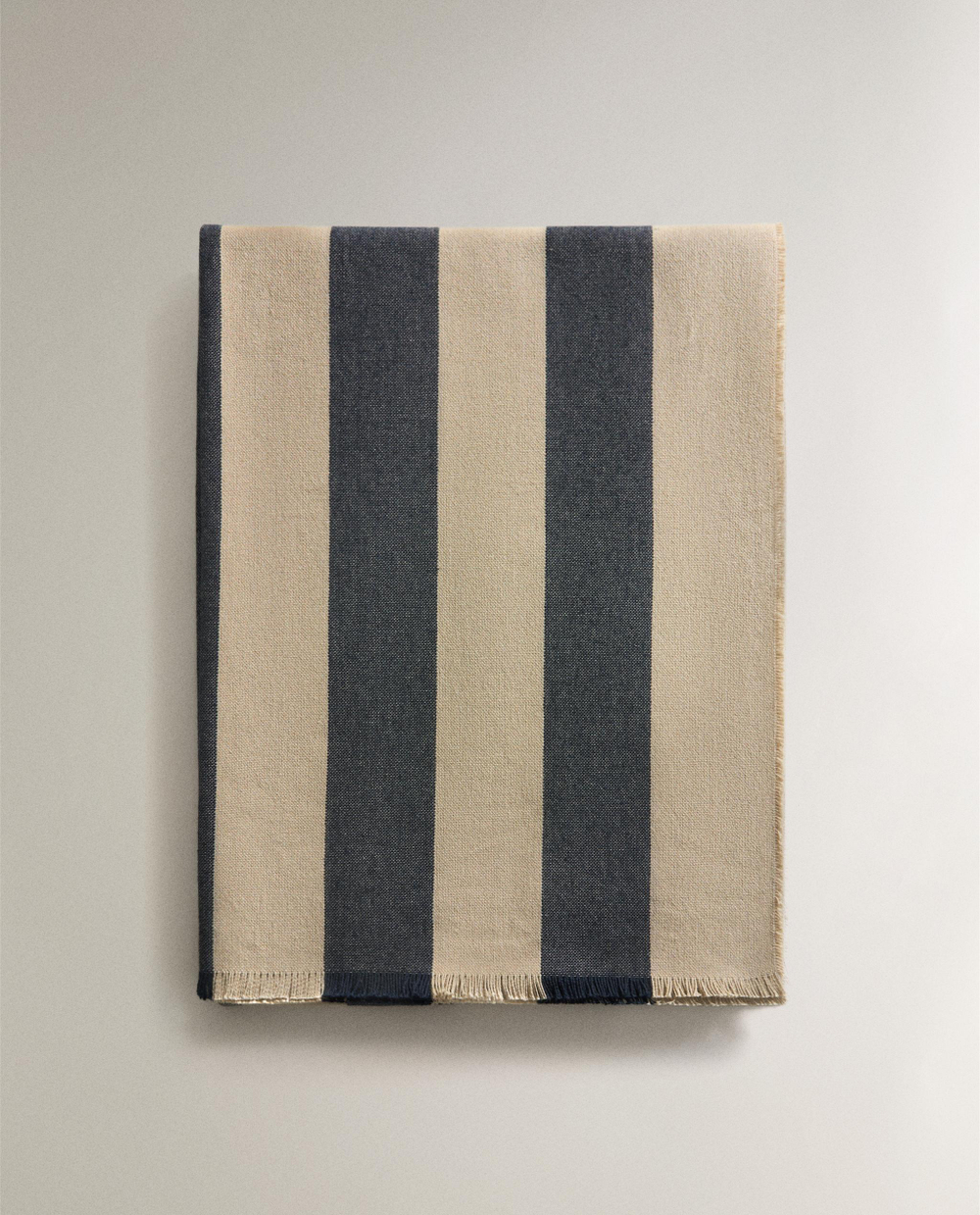 Zara Home плед из хлопка, синий, в полоску · 6376/004