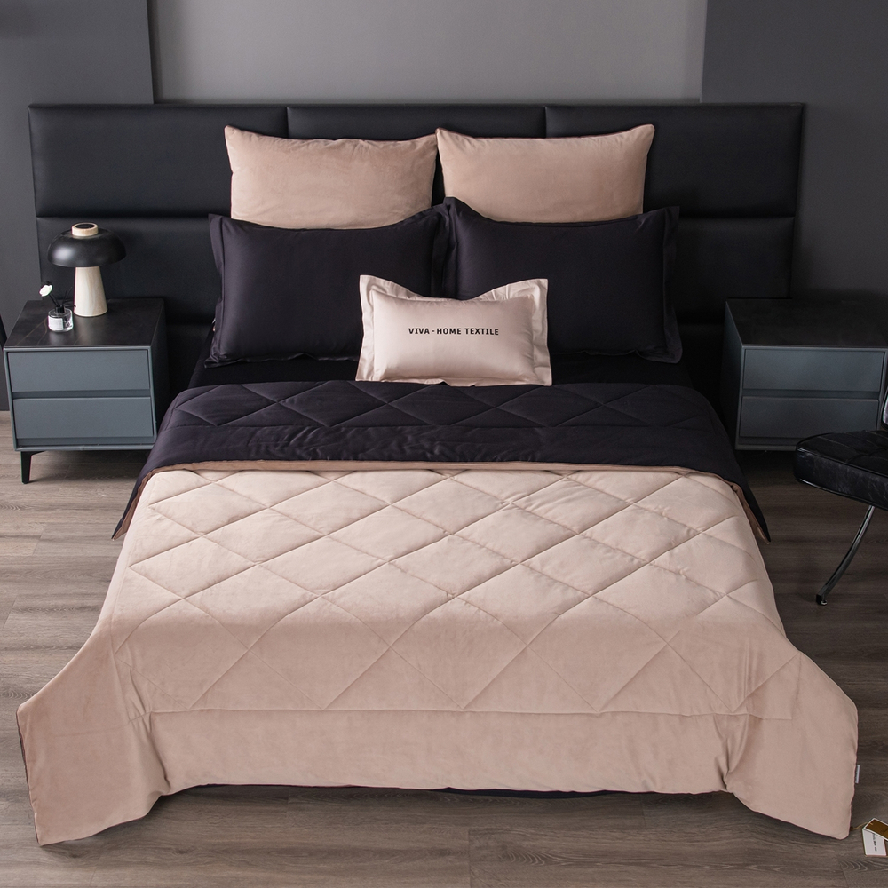 КПБ на резинке Сатин Velvet Premium с Одеялом VPR009, Евро, 4 наволочки, простынь 180*200*25