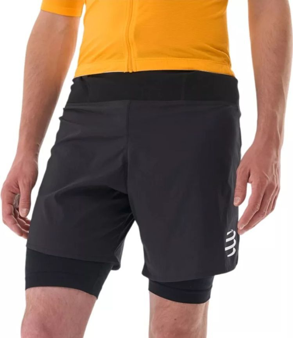 Мужские теннисные шорты Compressport Trial 2-in-1 - black