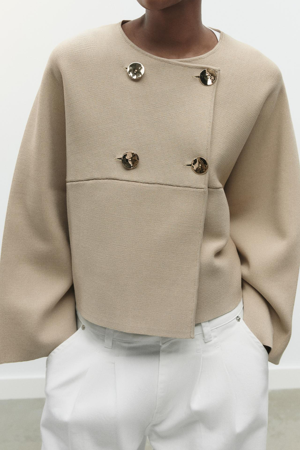 ZARA КАРДИГАН НА ЗАПÁХЕ, ПЕСОЧНЫЙ