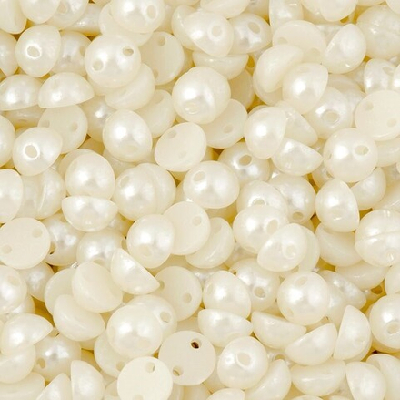 Полубусина под жемчуг, круглая, 6мм (пришивная), цв. молочный, уп.20 шт.