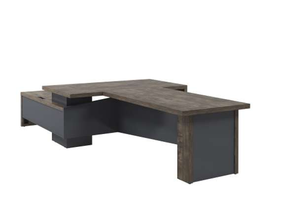 Стол правый 1800х2000х750 с опорной тумбой, блоком розеток и брифингом 1700 T-918R.1000-02