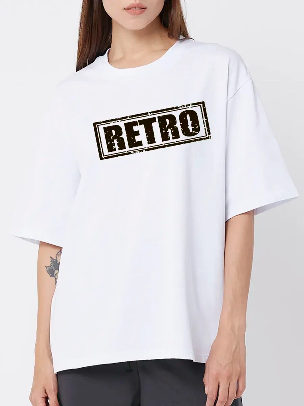 Футболка больших размеров с принтом RETRO