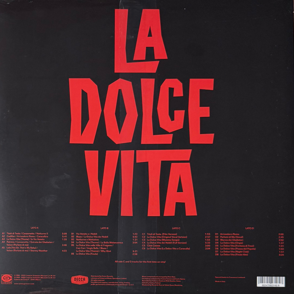 Nino Rota ‎– Fellini's La Dolce Vita 2LP (Италия 2022г.)