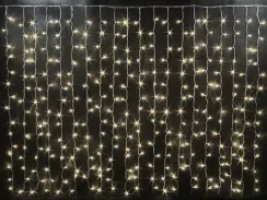 Светодиодный облегченный занавес 2*1.5 м., 220V, 300 теплых белых LED ламп, прозрачный ПВХ провод, Rich LED (RL-CS2*1.5-T/WW)
