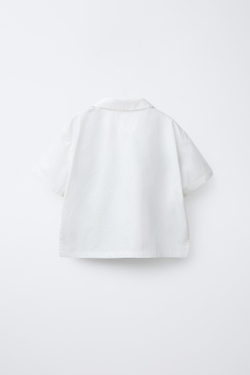 ZARA РУБАШКА С ВЫШИВКОЙ, СИНИЙ/БЕЛЫЙ