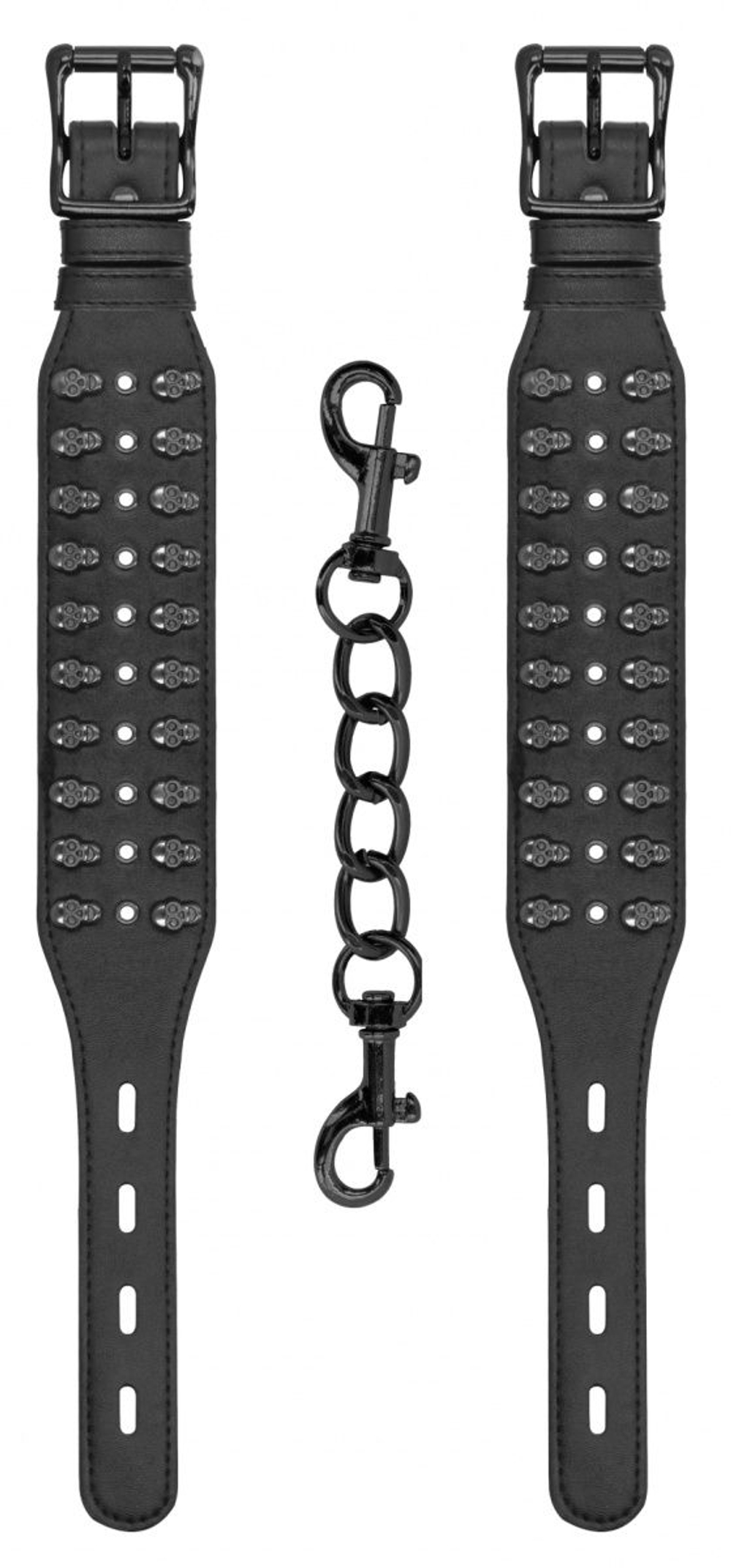 Черные оковы с заклепками в виде черепов (Цвет: черный)