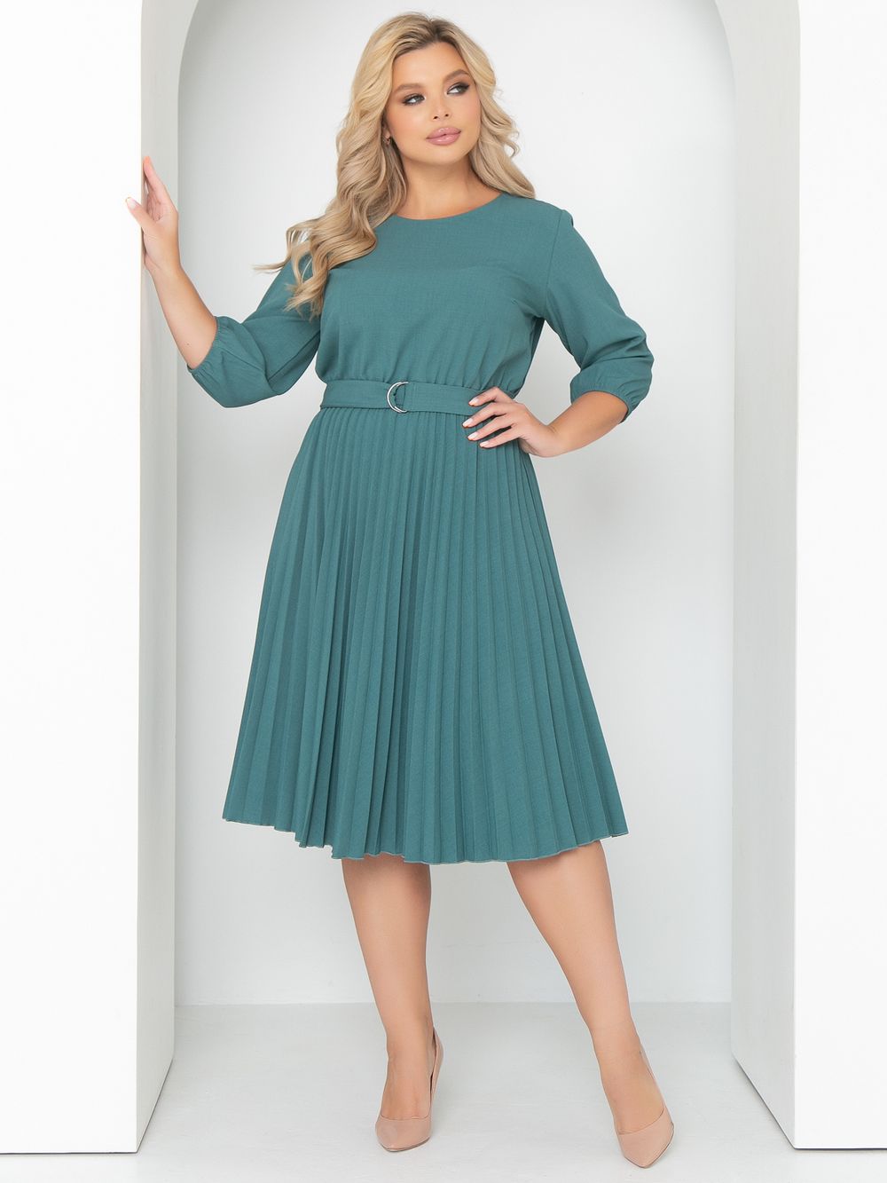 Платье Стильное гофре (мята) Diolche (Акция)