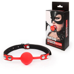 Красный кляп-шарик с черным регулируемым ремешком (Цвет: красный с черным)