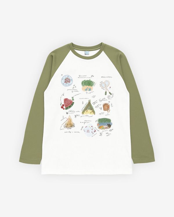 Лонгслив Азбука детства белый/оливковый - фото 1