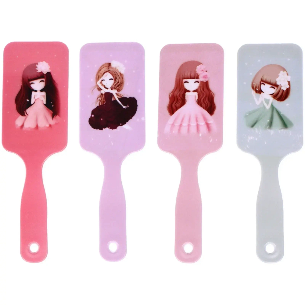 Расческа массажная детская «ДЕВОЧКИ», микс 4 дизайна, 16*8см (пакет с подвесом)