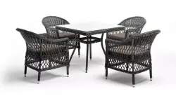 "Сицилия" обеденная группа плетеная, цвет графит
