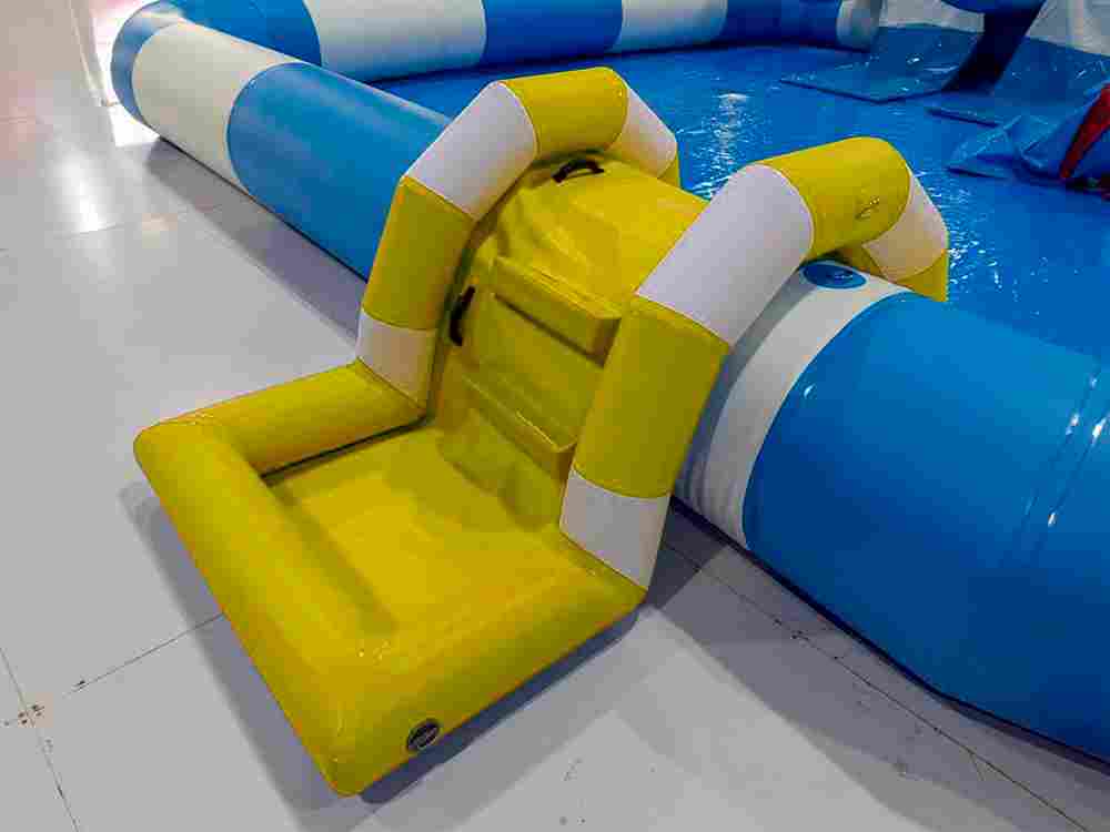 Надувная лестница для бассейна из ПВХ с бассейном, жёлтый, 1.82*1.1*0.87 м