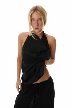 LINEN TOP BLACK ESME