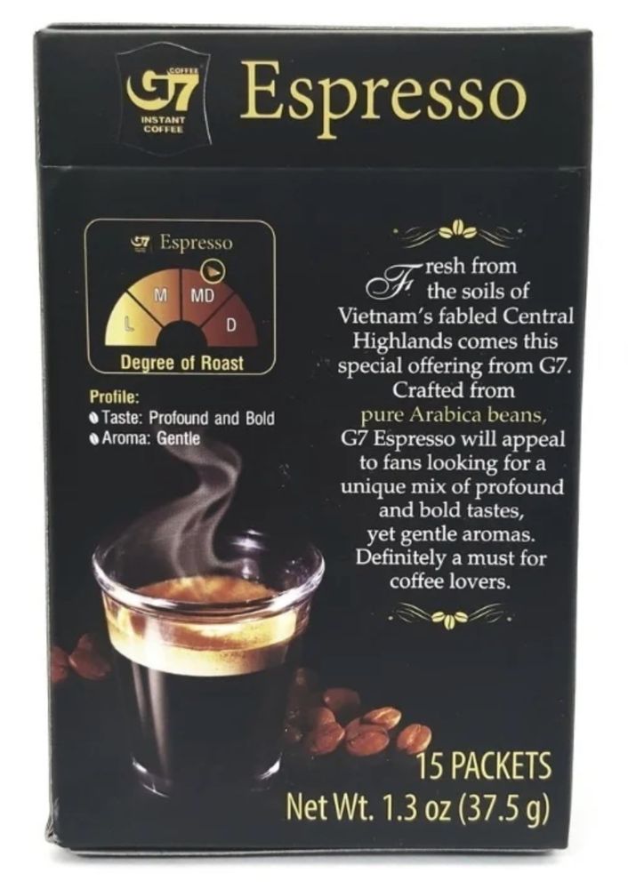 Растворимый кофе Trung Nguyen G7 Espresso Instant Coffee, в стиках, 15 штук