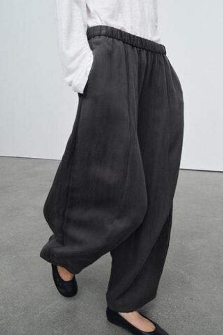 ZARA БРЮКИ BARREL — ZW COLLECTION, ТЕМНО-СЕРЫЙ