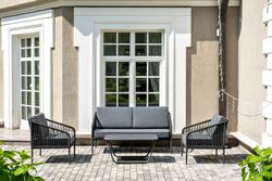 "Канны" лаунж-зона 4-местная плетеная из роупа (веревки), цвет темно-серый