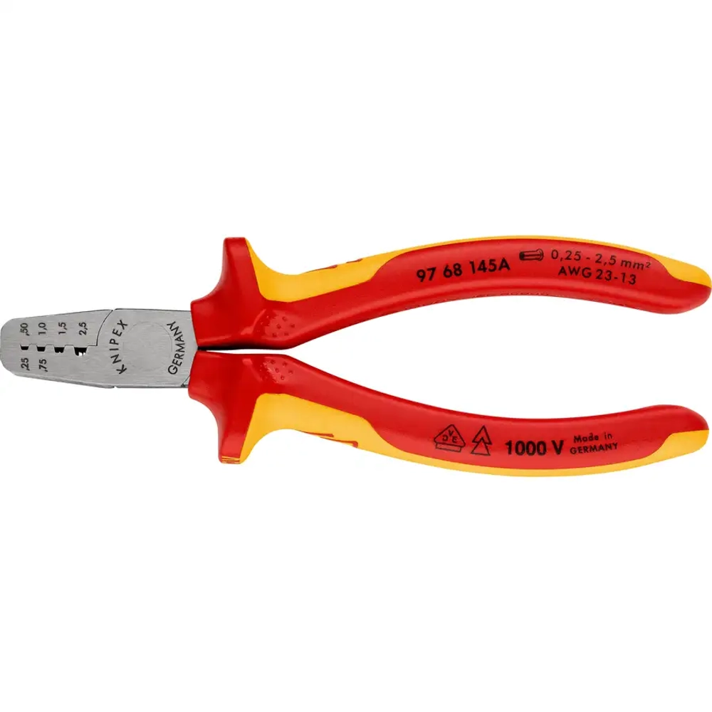 Инструмент для обжима контактных гильз 145 мм Knipex 97 68 145 A