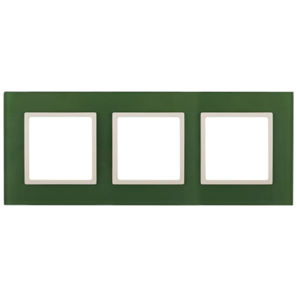 14-5103-27 ЭРА Рамка на 3 поста, стекло, Эра Elegance, зелёный+сл.кость