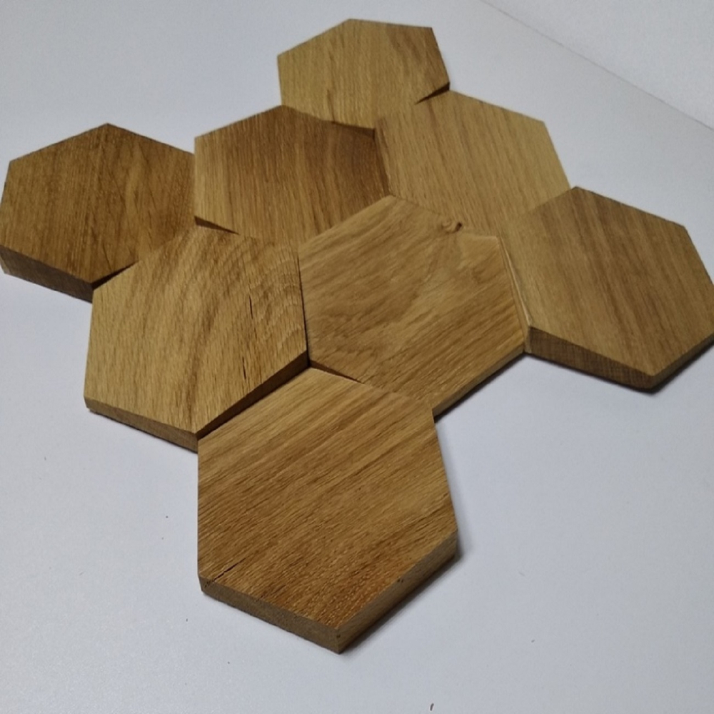 Деревянная мозаика для стен Wood Mosaic 3Д Дуб Гескагон угол