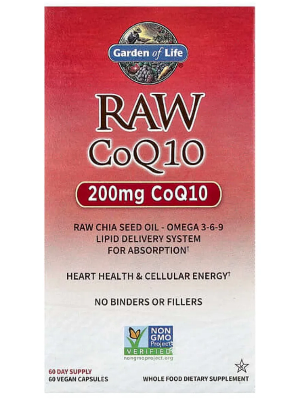 Необработанный коэнзим Q10 200мг 60 веганских капсул