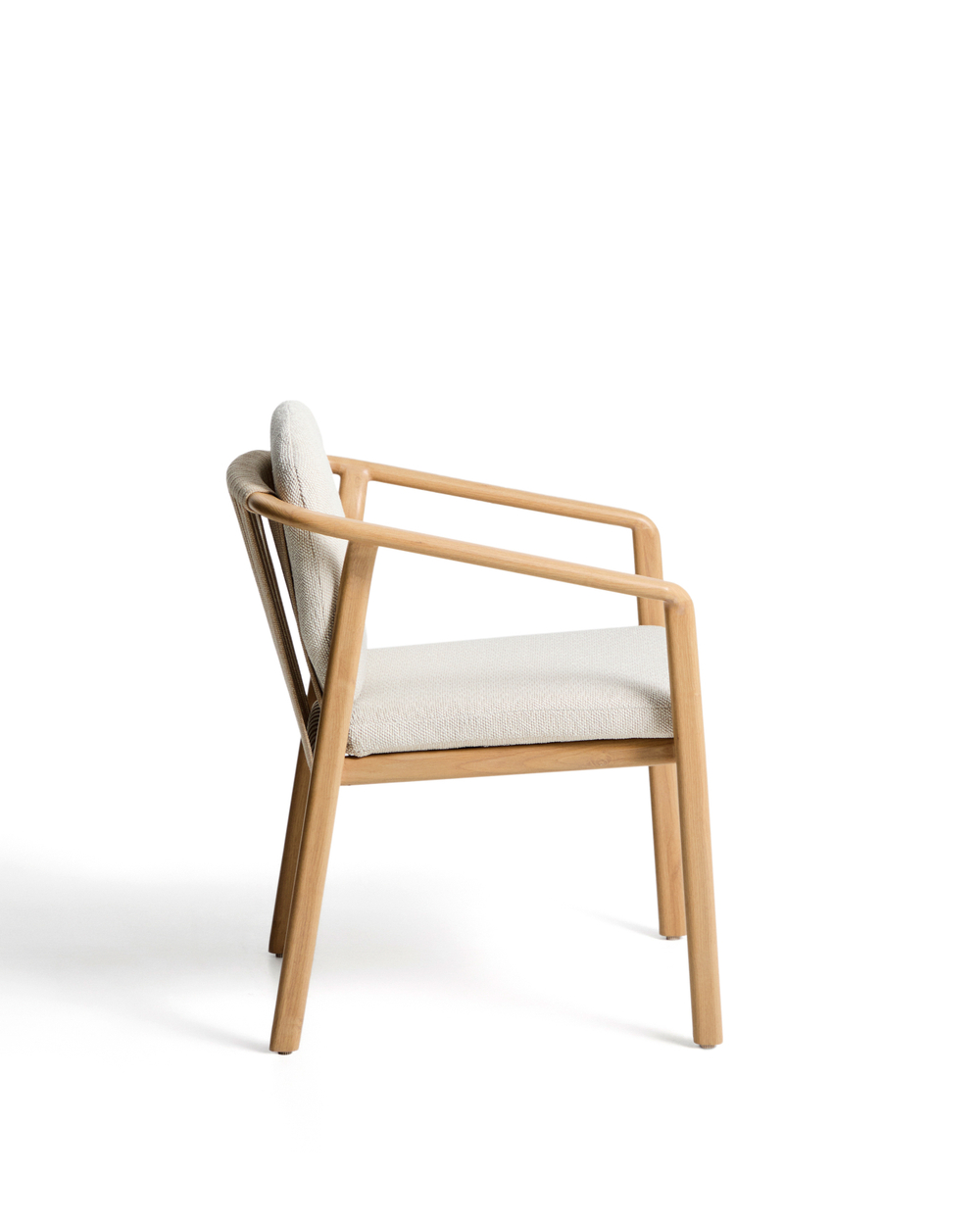 Уличный стул Sirte из алюминия с отделкой под дерево и веревкой цвета экрю