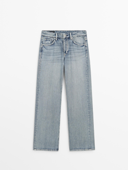 Massimo Dutti Джинсы средней посадки с широкими штанинами, светло-голубой