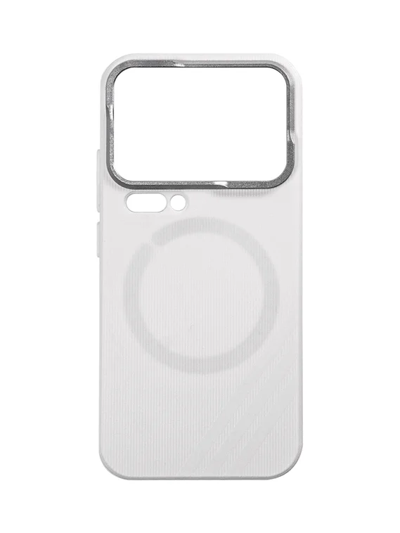 Защитный чехол для Xiaomi 17 Pro c MagSafe белый с серебристой рамкой (White-Silver)