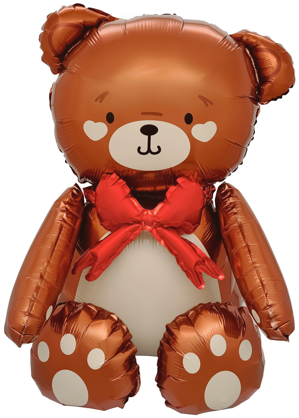 К Фигура 3D Сидячий мишка с бантиком Коричневый Сатин (28''/71 см)
