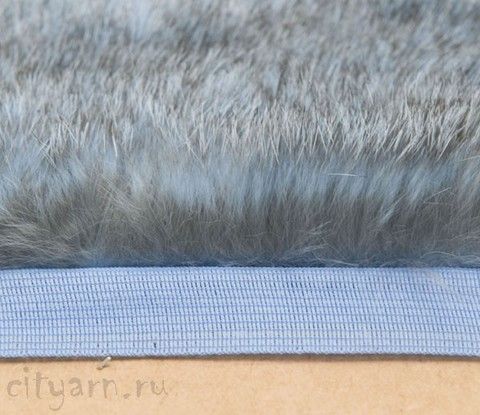 Меховая лента из кролика на прочной тесьме, серо-голубая, ширина 2.5 см