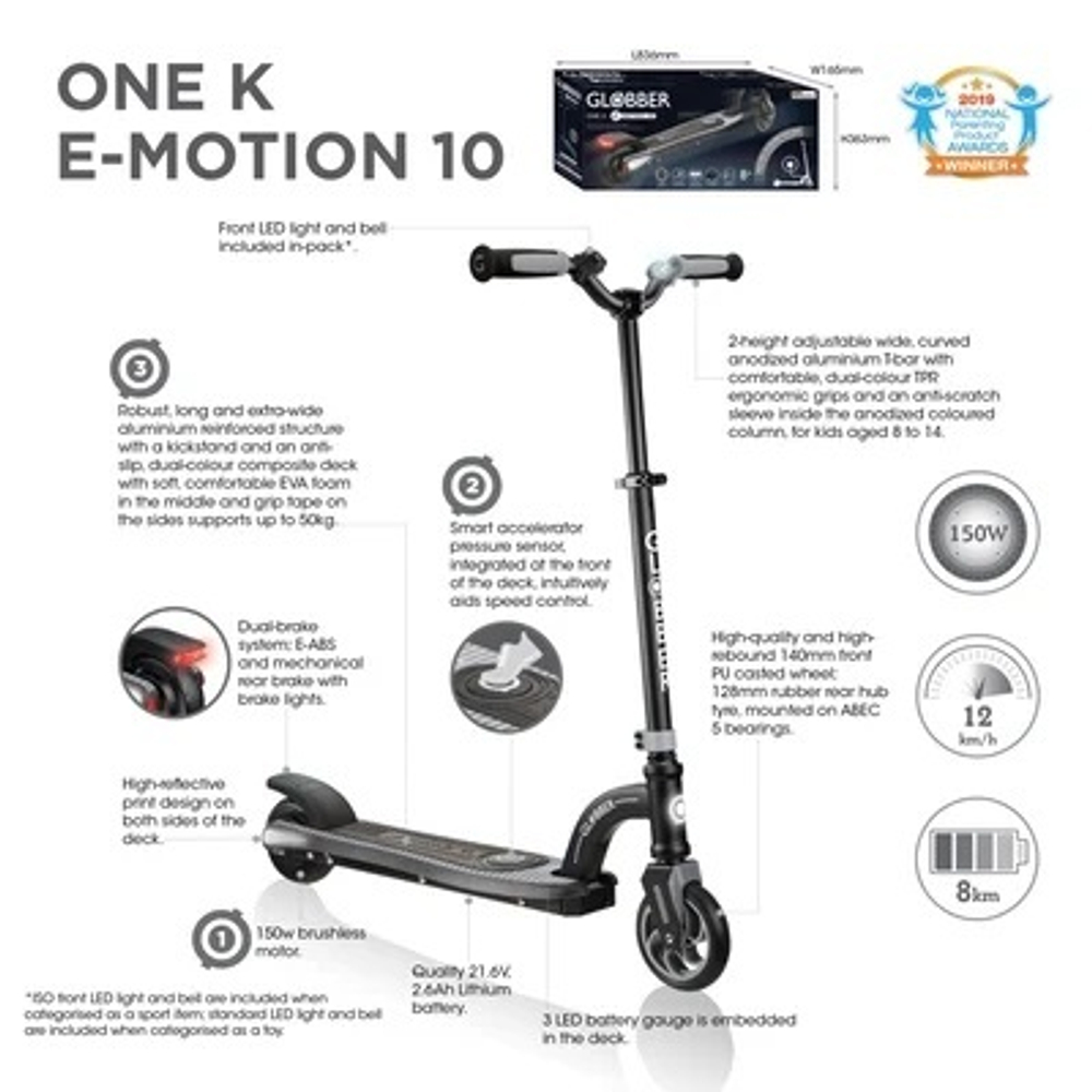 Электросамокат Globber One K E-motion 10 голубой