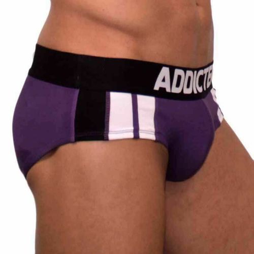 Мужские трусы брифы фиолетовые Addicted purple sportive stripes brief