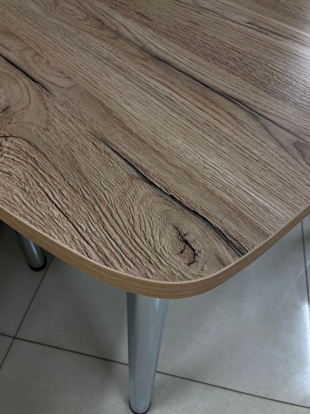 Стол разд Пластиковый подстолье прямое хром Царг.пояс дуб крафт золотой Ст-ца дуб кера (крафт зол-й)