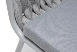 "Монако" стул плетеный из роупа, каркас алюминий светло-серый (RAL7035) муар, роуп светло-серый 40 мм, ткань светло-серая