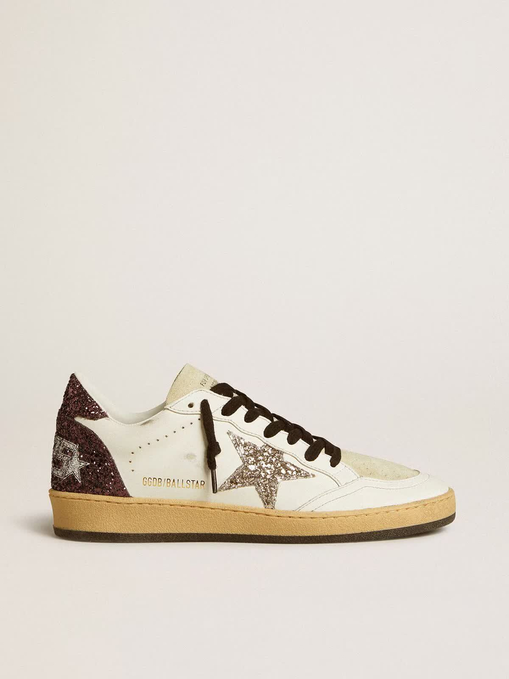Ball Star in leather and suede with glitter star and heel tab