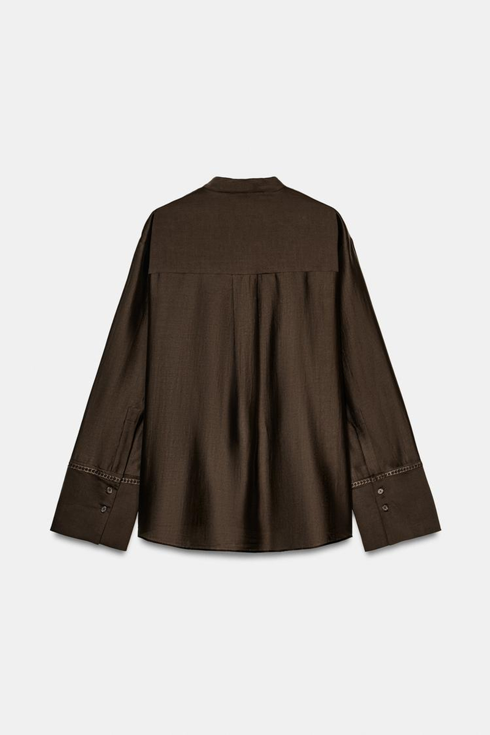 ZARA РУБАШКА С КАРМАНОМ И ВЫШИВКОЙ — ZW COLLECTION, КОРИЧНЕВЫЙ