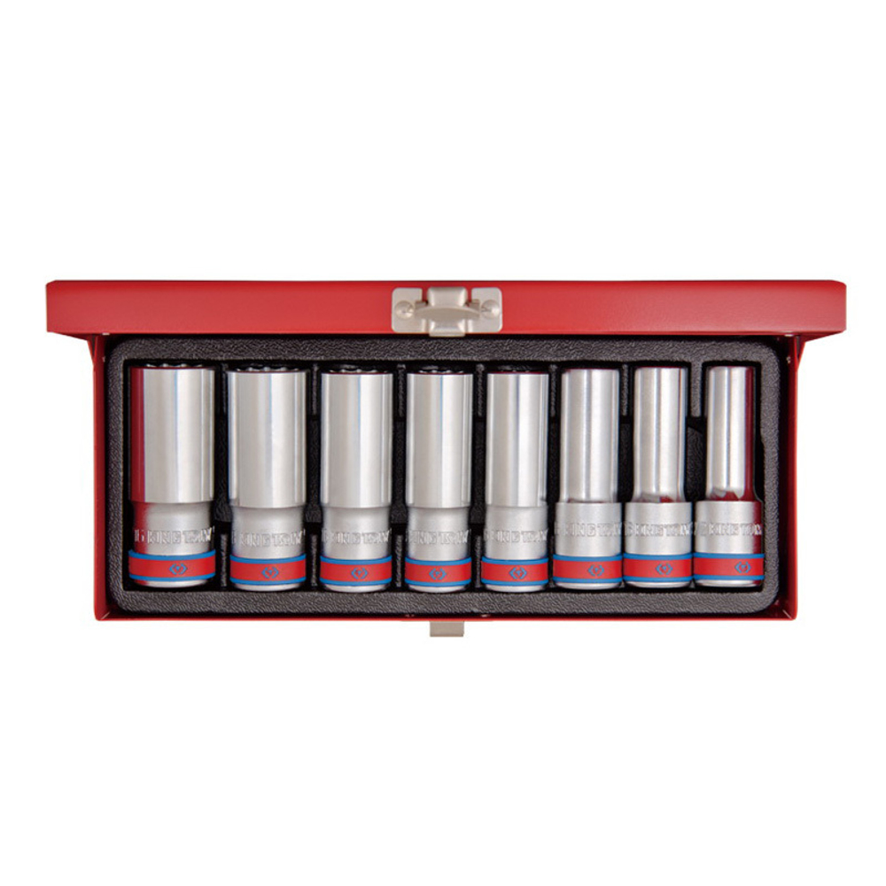 Набор глубоких торцевых головок 1/2&quot;, двенадцатигранные, 1/2&quot;-15/16&quot;, 8 предметов KING TONY 4208SR