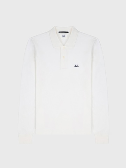 Поло с длинным рукавом C.P. Company Stretch Piquet Gauze White
