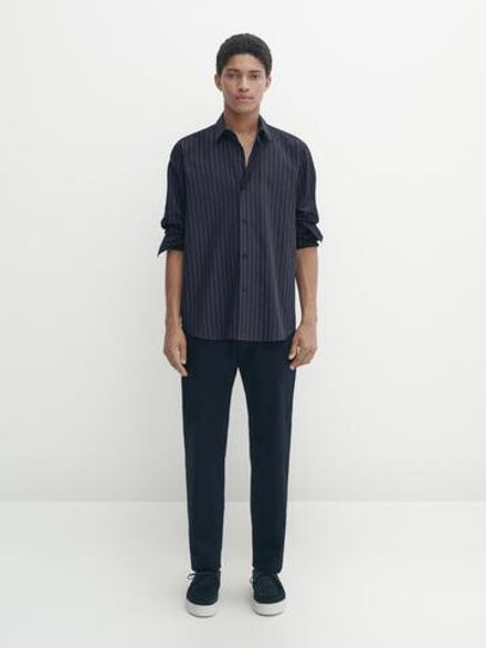 Massimo Dutti РУБАШКА ИЗ 100% ХЛОПКА, ТЕМНО-СИНИЙ