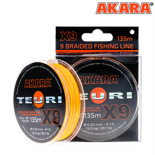 Шнур Akara Teuri X-9 Yellow-Orange 135 м 0,20