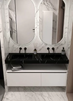 Тумба с раковиной Armadi Art Flat 120 2 ящика, белый глянец