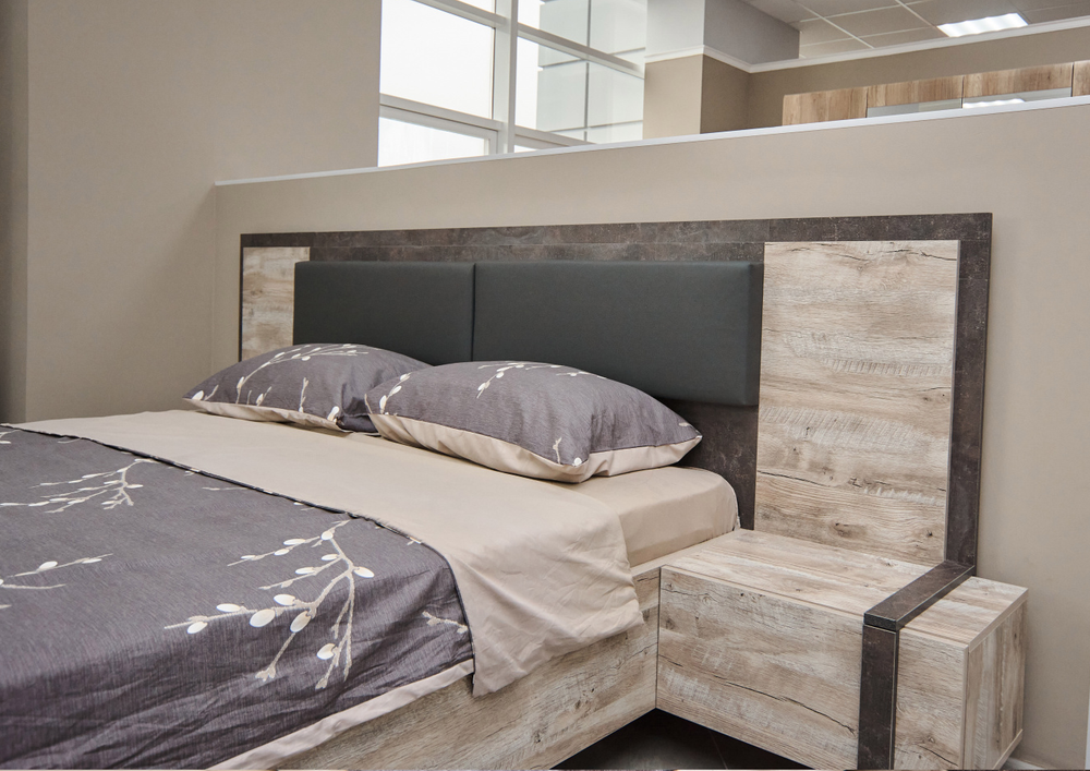 Кровать с настилом Клео Дуб Юкон/Ателье темное 1600