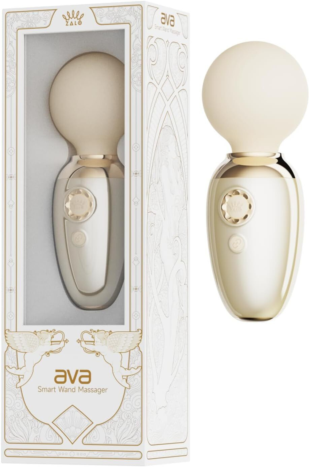 Бежевый мини-вибратор с функцией нагрева Ava