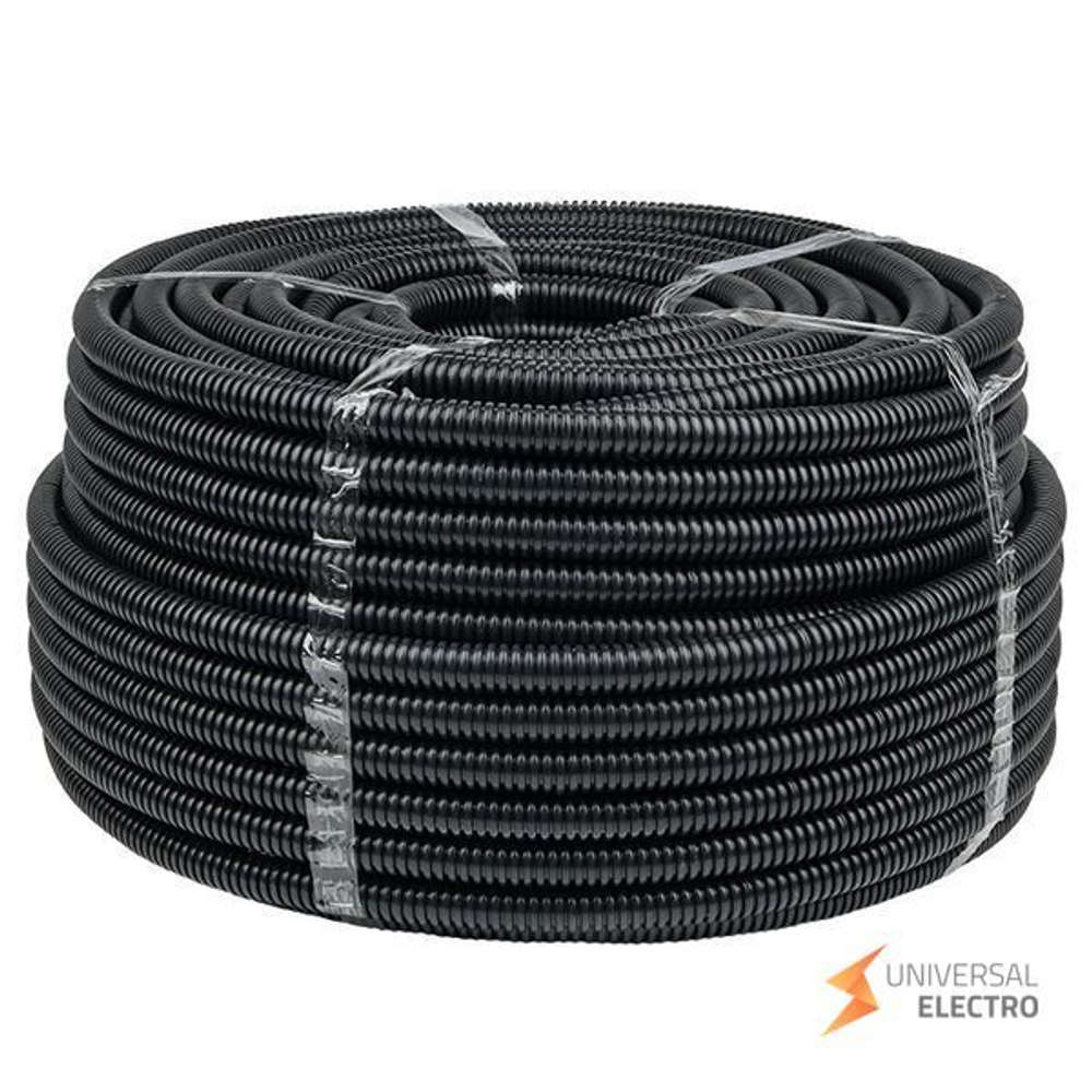 Труба гофр, негорючая безгалогеновая FRHF с протяжкой d63 мм (15 м) черная EKF-Plast