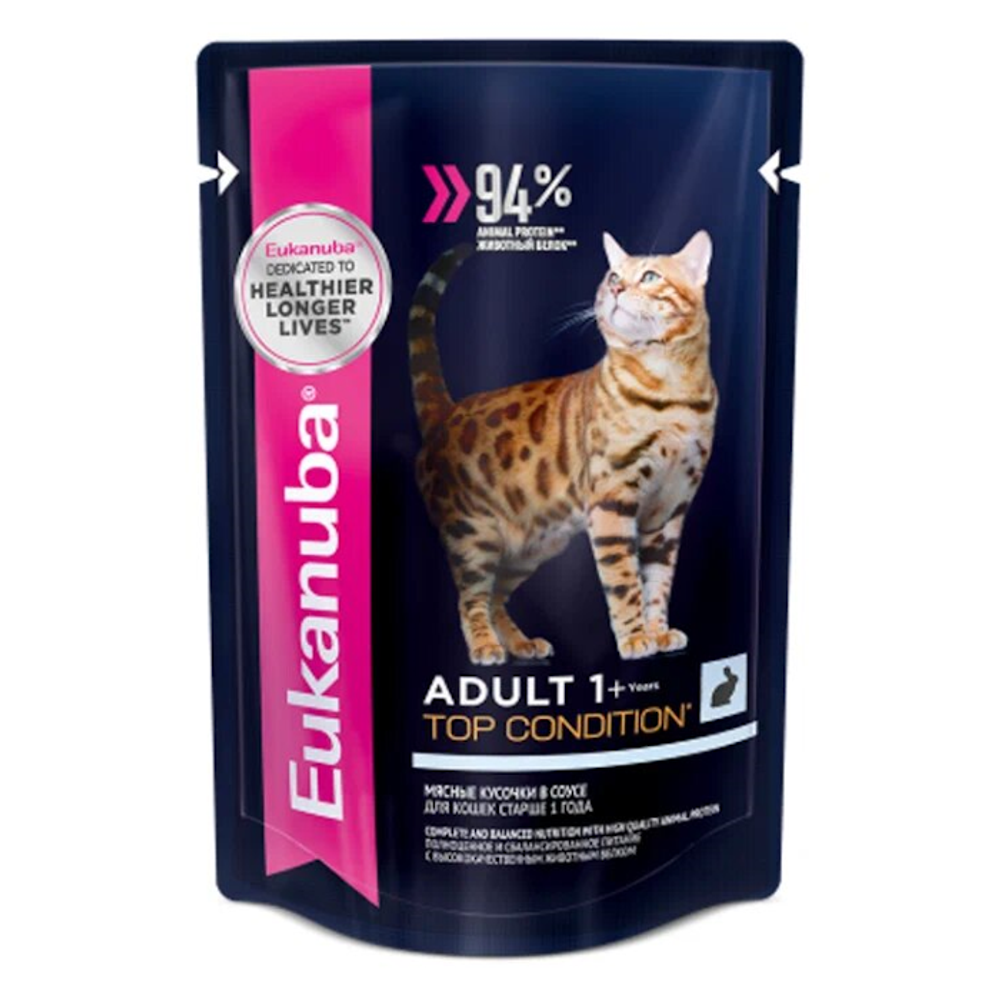 Пауч Eukanuba Adult Top Condition для взрослых кошек, с кроликом в соусе Пауч Eukanuba Adult Top Condition для взрослых кошек, с кроликом в соусе