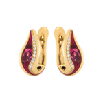 Серьги с Турмалинами Рубеллит и Бриллиантами, Эмаль, E0123-70/3