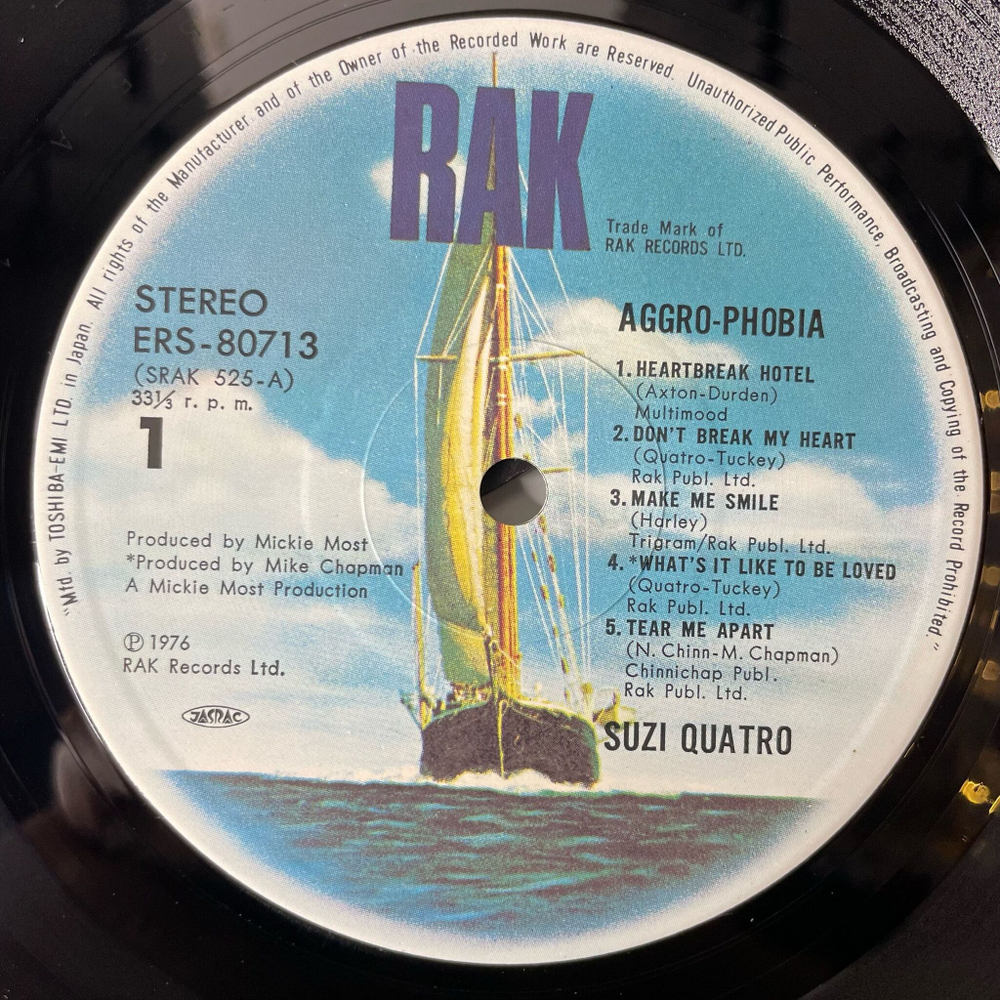 Винтажная виниловая пластинка LP Suzi Quatro Aggro Phobia (Japan 1976) (Obi) The Honky Tonk Downstairs
