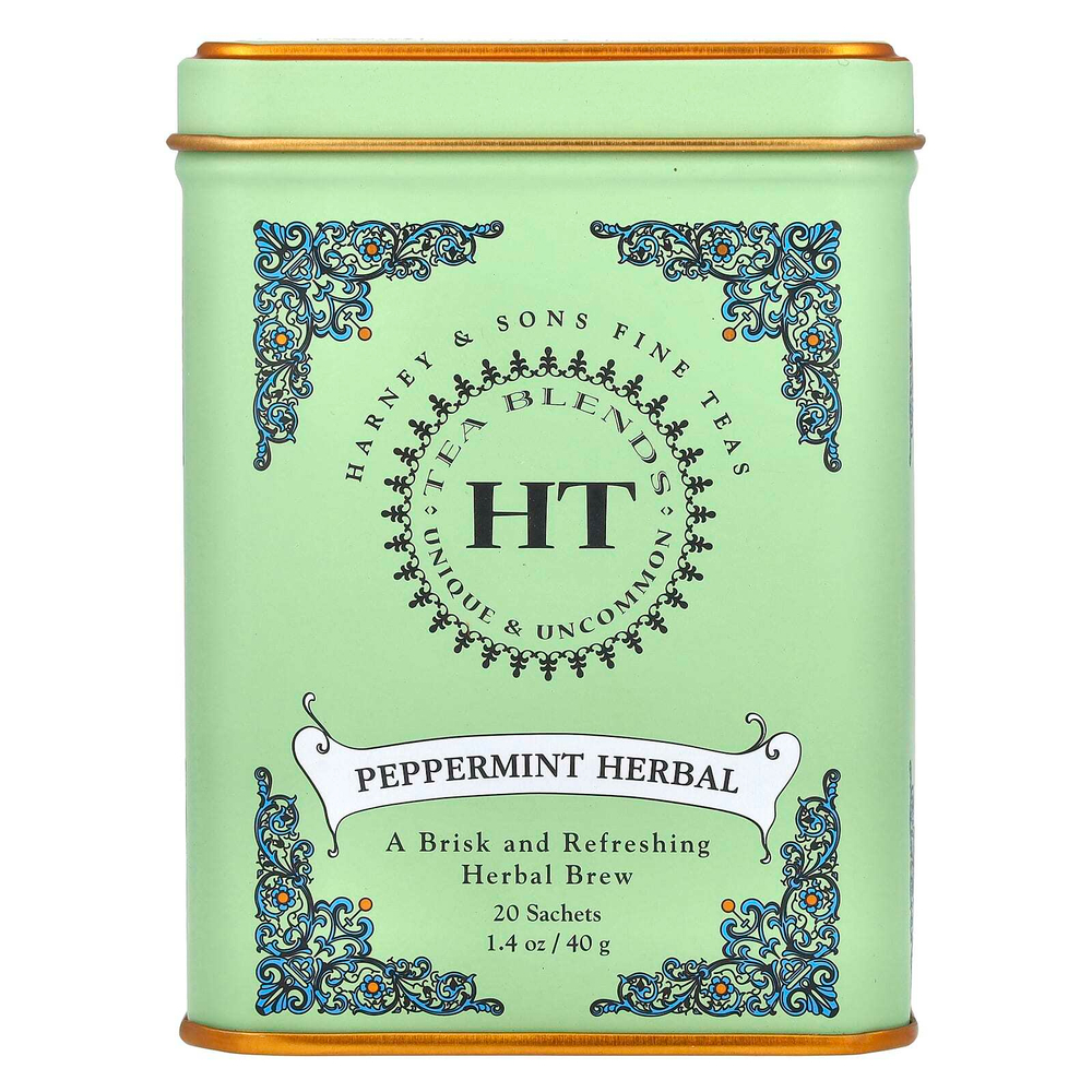 Harney & Sons, HT Tea Blends, травяная перечная мята, без кофеина, 20 пакетиков, 40 г (1,4 унции)