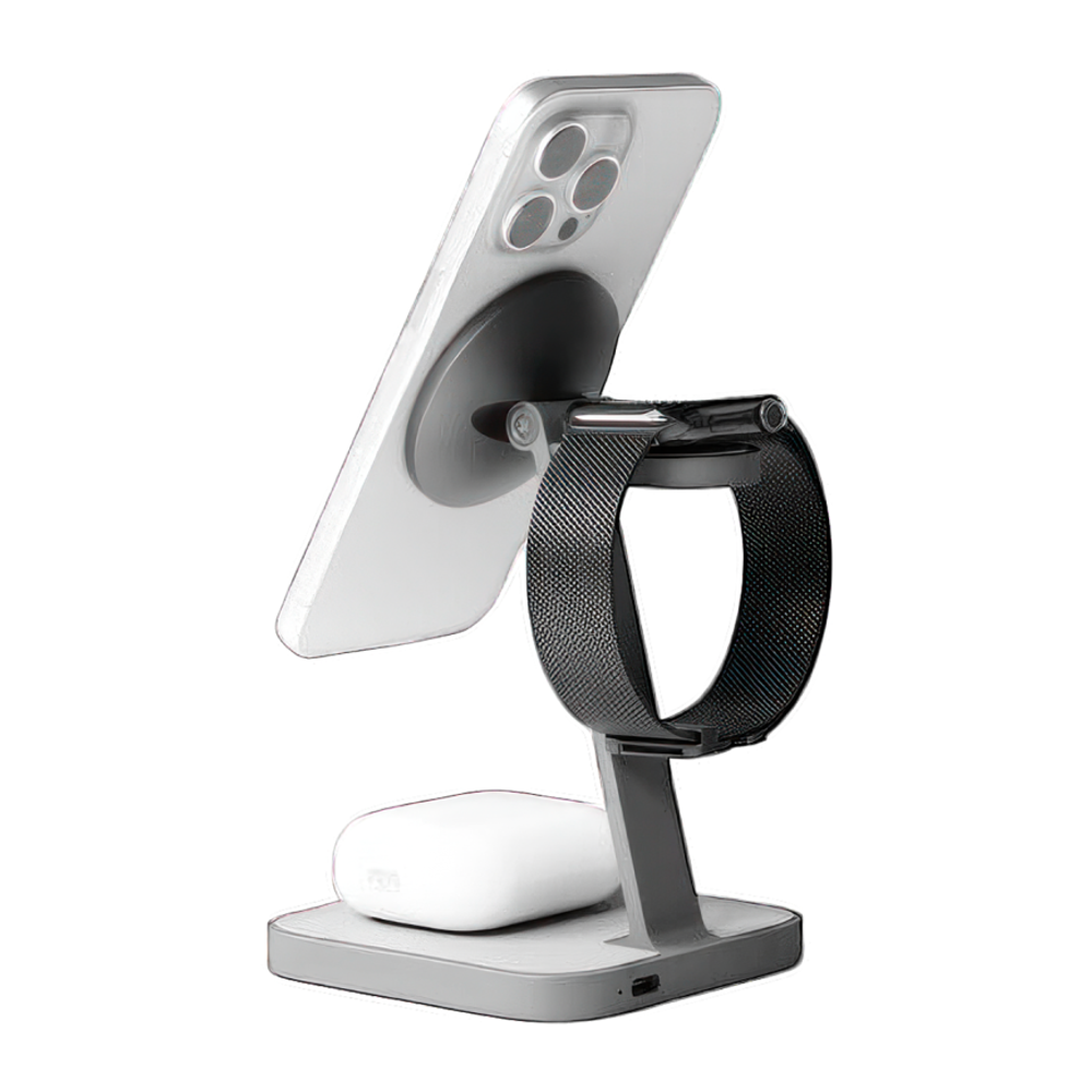 Зарядная станция MagSafe VLP Unity Power для iPhone, Apple Watch и AirPods (Qi2) Беспроводная зарядка: Qi 15 Вт, Qi 5 Вт, магнитное крепление для зарядки Apple Watch (Qi 3 Вт). Проводная зарядка: нет. Сертификация Qi2. Есть LED-индикация